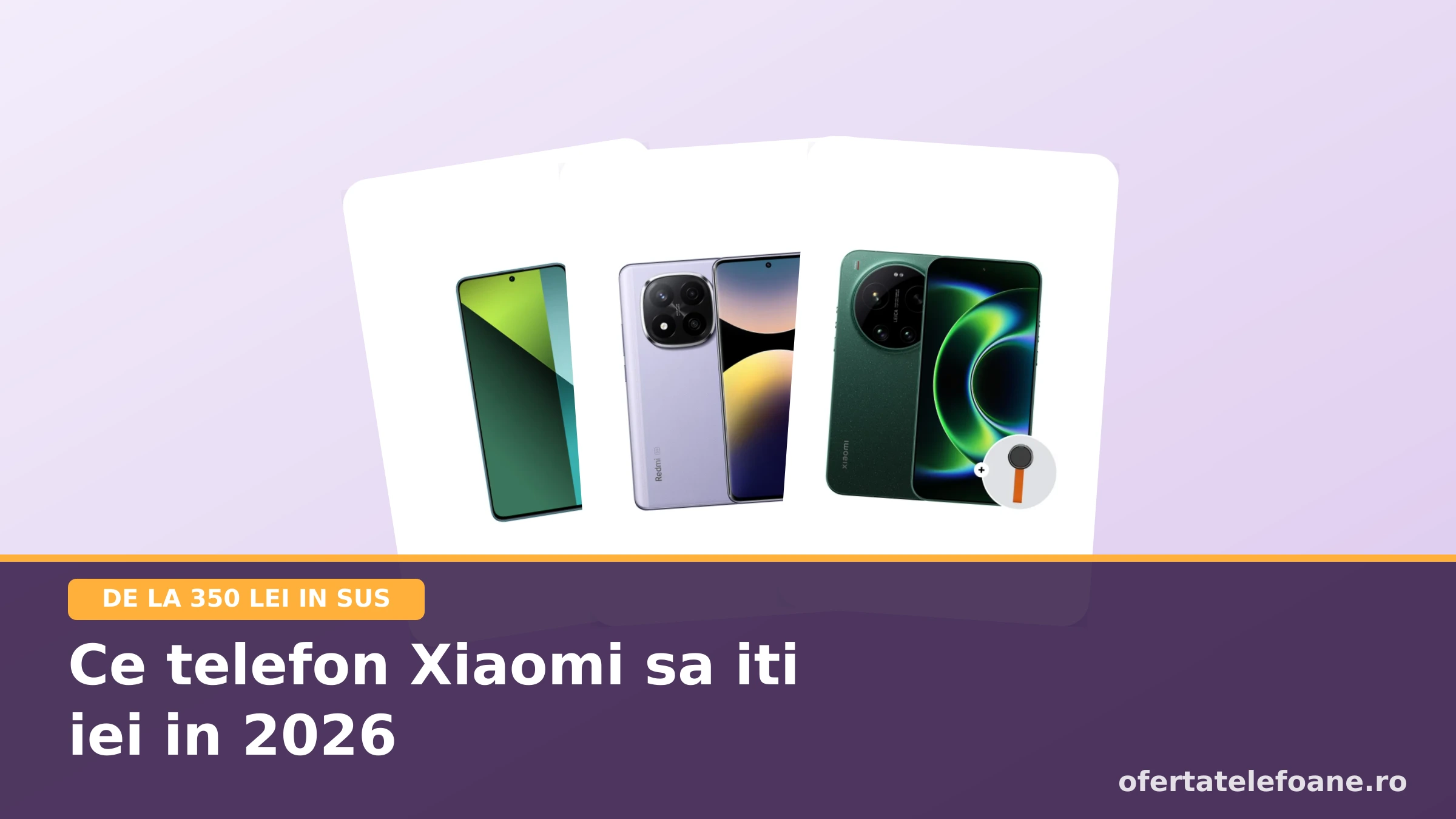 Trei telefoane Xiaomi alaturate: Redmi Note 13 Pro, Redmi Note 14 Pro+ si Xiaomi 17 Ultra